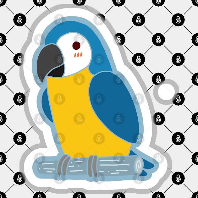 Cute Parrot - Blue & Yellow Sticker by vpessagno